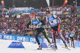 06.01.2018, Oberhof, Germany (GER): Benedikt Doll (GER), Julian Eberhard (AUT), (l-r) -  IBU world cup biathlon, pursuit men, Oberhof (GER). www.nordicfocus.com. © Manzoni/NordicFocus. Every downloaded picture is fee-liable.