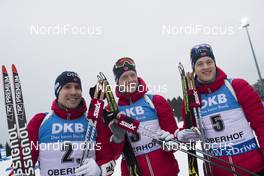 06.01.2018, Oberhof, Germany (GER): Emil Hegle Svendsen (NOR), Johannes Thingnes Boe (NOR), Tarjei Boe (NOR), (l-r) -  IBU world cup biathlon, pursuit men, Oberhof (GER). www.nordicfocus.com. © Manzoni/NordicFocus. Every downloaded picture is fee-liable.