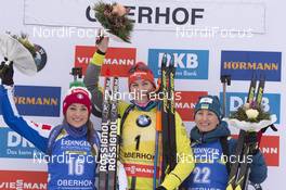 06.01.2018, Oberhof, Germany (GER): Dorothea Wierer (ITA), Anastasiya Kuzmina (SVK), Vita Semerenko (UKR) -  IBU world cup biathlon, pursuit women, Oberhof (GER). www.nordicfocus.com. © Manzoni/NordicFocus. Every downloaded picture is fee-liable.
