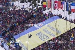 06.01.2018, Oberhof, Germany (GER): Event Feature: Fans presenting the WCH-Banner -  IBU world cup biathlon, pursuit women, Oberhof (GER). www.nordicfocus.com. © Manzoni/NordicFocus. Every downloaded picture is fee-liable.
