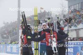 07.01.2018, Oberhof, Germany (GER): Celia Aymonier (FRA), Justine Braisaz (FRA), Anais Bescond (FRA), Anais Chevalier (FRA), (l-r) -  IBU world cup biathlon, relay women, Oberhof (GER). www.nordicfocus.com. © Manzoni/NordicFocus. Every downloaded picture is fee-liable.