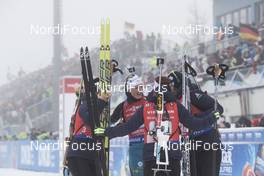 07.01.2018, Oberhof, Germany (GER): Celia Aymonier (FRA), Justine Braisaz (FRA), Anais Bescond (FRA), Anais Chevalier (FRA), (l-r) -  IBU world cup biathlon, relay women, Oberhof (GER). www.nordicfocus.com. © Manzoni/NordicFocus. Every downloaded picture is fee-liable.