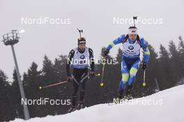 05.01.2018, Oberhof, Germany (GER): Serafin Wiestner (SUI), Vladimir Chepelin (BLR), (l-r) -  IBU world cup biathlon, sprint men, Oberhof (GER). www.nordicfocus.com. © Manzoni/NordicFocus. Every downloaded picture is fee-liable.