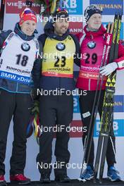 10.01.2018, Ruhpolding, Germany (GER): Ondrej Moravec (CZE), Martin Fourcade (FRA), Johannes Thingnes Boe (NOR), (l-r) -  IBU world cup biathlon, individual men, Ruhpolding (GER). www.nordicfocus.com. © Manzoni/NordicFocus. Every downloaded picture is fee-liable.