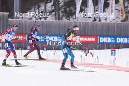 14.01.2018, Ruhpolding, Germany (GER): Johannes Thingnes Boe (NOR), Anton Shipulin (RUS), Martin Fourcade (FRA), (l-r) -  IBU world cup biathlon, mass men, Ruhpolding (GER). www.nordicfocus.com. © Manzoni/NordicFocus. Every downloaded picture is fee-liable.