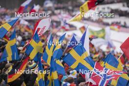 14.01.2018, Ruhpolding, Germany (GER): Event Feature: Swedish Flags on the grand stand -  IBU world cup biathlon, mass men, Ruhpolding (GER). www.nordicfocus.com. © Manzoni/NordicFocus. Every downloaded picture is fee-liable.