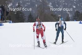 13.01.2018, Ruhpolding, Germany (GER): Julia Ransom (CAN), Yuliia Dzhima (UKR), (l-r) -  IBU world cup biathlon, relay women, Ruhpolding (GER). www.nordicfocus.com. © Manzoni/NordicFocus. Every downloaded picture is fee-liable.