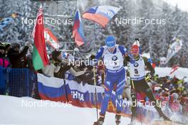 21.01.2018, Antholz, Italy (ITA): Lukas Hofer (ITA), Arnd Peiffer (GER), (l-r) -  IBU world cup biathlon, mass men, Antholz (ITA). www.nordicfocus.com. © Manzoni/NordicFocus. Every downloaded picture is fee-liable.
