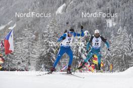 21.01.2018, Antholz, Italy (ITA): Tim Burke (USA), Simon Fourcade (FRA)-  IBU world cup biathlon, mass men, Antholz (ITA). www.nordicfocus.com. © Manzoni/NordicFocus. Every downloaded picture is fee-liable.