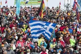 20.01.2018, Antholz, Italy (ITA): Event Feature: Greek Fans among the thousands of spectators on the grand stand -  IBU world cup biathlon, pursuit women, Antholz (ITA). www.nordicfocus.com. © Manzoni/NordicFocus. Every downloaded picture is fee-liable.