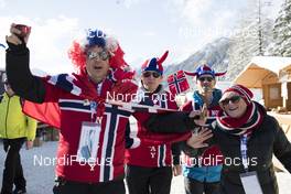 19.01.2018, Antholz, Italy (ITA): Event Feature: Norwegian fans celebrate -  IBU world cup biathlon, sprint men, Antholz (ITA). www.nordicfocus.com. © Manzoni/NordicFocus. Every downloaded picture is fee-liable.
