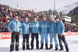 20.01.2018, Antholz, Italy (ITA): Matthias Scherer (AUT), IBU IR, Robert Zwahlen (SUI), IBU IR, Borut Nunar (SLO), IBU race director, Franz Berger (AUT), IBU IR, Ivan Melikhov (RUS), IBU IR, Radovan Simocko (SVK), IBU IR  -  IBU world cup biathlon, training, Antholz (ITA). www.nordicfocus.com. © Manzoni/NordicFocus. Every downloaded picture is fee-liable.