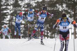 11.03.2018, Kontiolahti, Finland (FIN): Michal Krcmar (CZE), Erik Lesser (GER), Ole Einar Bjoerndalen (NOR), (l-r) - IBU world cup biathlon, mass start men, Kontiolahti (FIN). www.nordicfocus.com. © Manzoni/NordicFocus. Every downloaded picture is fee-liable.