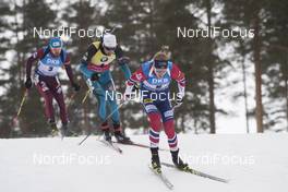 11.03.2018, Kontiolahti, Finland (FIN): Anton Shipulin (RUS), Martin Fourcade (FRA), JohannesThingnes Boe (NOR), (l-r) - IBU world cup biathlon, mass start men, Kontiolahti (FIN). www.nordicfocus.com. © Manzoni/NordicFocus. Every downloaded picture is fee-liable.