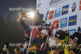 11.03.2018, Kontiolahti, Finland (FIN): Lisa Vittozzi (ITA), Vanessa Hinz (GER), Anais Chevalier (FRA), Kaisa Makarainen (FIN), Hanna Oeberg (SWE), Marte Olsbu (NOR), (l-r) - IBU world cup biathlon, mass women, Kontiolahti (FIN). www.nordicfocus.com. © Manzoni/NordicFocus. Every downloaded picture is fee-liable.