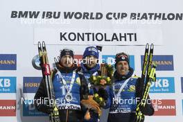 08.03.2018, Kontiolahti, Finland (FIN): Andrejs Rastorgujevs (LAT), Anton Shipulin (RUS), Quentin Fillon Maillet (FRA), (l-r) -  IBU world cup biathlon, sprint men, Kontiolahti (FIN). www.nordicfocus.com. © Manzoni/NordicFocus. Every downloaded picture is fee-liable.