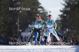 17.03.2018, Oslo, Norway (NOR): Benedikt Doll (GER), Klemen Bauer (SLO), (l-r) - IBU world cup biathlon, pursuit men, Oslo (NOR). www.nordicfocus.com. © Manzoni/NordicFocus. Every downloaded picture is fee-liable.