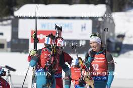 18.03.2018, Oslo, Norway (NOR): Marie Dorin (FRA), Julia Ransom (CAN), Anais Bescond (FRA), (l-r) - IBU world cup biathlon, pursuit women, Oslo (NOR). www.nordicfocus.com. © Manzoni/NordicFocus. Every downloaded picture is fee-liable.