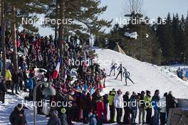 18.03.2018, Oslo, Norway (NOR): Henrik L'abee-Lund (NOR), Jeremy Finello (SUI), Ruslan Tkalenko (UKR), (l-r) - IBU world cup biathlon, relay men, Oslo (NOR). www.nordicfocus.com. © Manzoni/NordicFocus. Every downloaded picture is fee-liable.