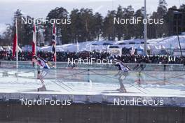 18.03.2018, Oslo, Norway (NOR): Henrik L'abee-Lund (NOR), Jeremy Finello (SUI), (l-r) - IBU world cup biathlon, relay men, Oslo (NOR). www.nordicfocus.com. © Manzoni/NordicFocus. Every downloaded picture is fee-liable.