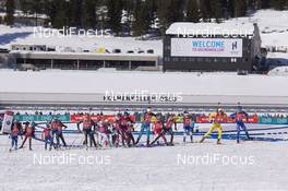 17.03.2018, Oslo, Norway (NOR): Event Feature: start of the womens relay - IBU world cup biathlon, relay women, Oslo (NOR). www.nordicfocus.com. © Manzoni/NordicFocus. Every downloaded picture is fee-liable.