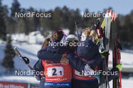 17.03.2018, Oslo, Norway (NOR): Anais Chevalier (FRA), Celia Aymonier (FRA), HABERT Dorin Habert (FRA), Anais Bescond (FRA), (l-r) - IBU world cup biathlon, relay women, Oslo (NOR). www.nordicfocus.com. © Manzoni/NordicFocus. Every downloaded picture is fee-liable.