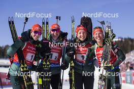 17.03.2018, Oslo, Norway (NOR): Maren Hammerschmidt (GER), Denise Herrmann (GER), Franziska Preuss (GER), Laura Dahlmeier (GER), (l-r) - IBU world cup biathlon, relay women, Oslo (NOR). www.nordicfocus.com. © Manzoni/NordicFocus. Every downloaded picture is fee-liable.