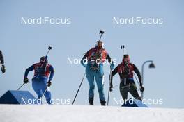 17.03.2018, Oslo, Norway (NOR): Dorothea Wierer (ITA), Celia Aymonier (FRA), Denise Herrmann (GER), (l-r) - IBU world cup biathlon, relay women, Oslo (NOR). www.nordicfocus.com. © Manzoni/NordicFocus. Every downloaded picture is fee-liable.