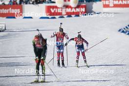17.03.2018, Oslo, Norway (NOR): Marte Olsbu (NOR), Ingrid Landmark Tandrevold (NOR), (l-r) - IBU world cup biathlon, relay women, Oslo (NOR). www.nordicfocus.com. © Manzoni/NordicFocus. Every downloaded picture is fee-liable.