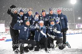 22.03.2018, Tyumen, Russia (RUS): Johannes Thingnes Boe (NOR), Tarjei Boe (NOR), Henrik L'abee-Lund (NOR), Vetle Sjaastad Christiansen (NOR), Erlend Bjoentegaard (NOR), Lars Helge Birkeland (NOR), Ole Einar Bjoerndalen (NOR), Fredrik Gjesbakk (NOR), Team Norway - IBU world cup biathlon, cups, Tyumen (RUS). www.nordicfocus.com. © Tumashov/NordicFocus. Every downloaded picture is fee-liable.