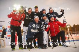 24.03.2018, Tyumen, Russia (RUS): Johannes Thingnes Boe (NOR), Henrik L'abee-Lund (NOR), Vetle Sjaastad Christiansen (NOR), Lars Helge Birkeland (NOR), Erlend Bjoentegaard (NOR), Tarjei Boe (NOR), Ole Einar Bjoerndalen (NOR) - IBU world cup biathlon, cups, Tyumen (RUS). www.nordicfocus.com. © Tumashov/NordicFocus. Every downloaded picture is fee-liable.