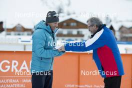 28.01.2018, Ridnaun, Italy (ITA): Viktor Maigurov (RUS), IBU first vice president, Hans Widmann (ITA), president of the OC (l-r) - IBU Open European championships biathlon, relay mixed, Ridnaun (ITA). www.nordicfocus.com. © Manzoni/NordicFocus. Every downloaded picture is fee-liable.