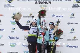 26.01.2018, Ridnaun, Italy (ITA): Chloe Chevalier (FRA), Iryna Varvynets (UKR), Fuyuko Tachizaki (JPN) - IBU Open European championships biathlon, sprint women, Ridnaun (ITA). www.nordicfocus.com. © Manzoni/NordicFocus. Every downloaded picture is fee-liable.