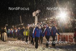22.01.2018, Ridnaun, Italy (ITA): Walk in of the referees - IBU Open European championships biathlon, opening ceremony, Ridnaun (ITA). www.nordicfocus.com. © Manzoni/NordicFocus. Every downloaded picture is fee-liable.