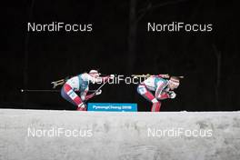 15.02.2018, Pyeongchang, Korea (KOR): Lars Helge Birkeland (NOR), Johannes Thingnes Boe (NOR), (l-r) - XXIII. Olympic Winter Games Pyeong Chang 2018, biathlon, individual men, Pyeong Chang (KOR). www.nordicfocus.com. © Manzoni/NordicFocus. Every downloaded picture is fee-liable.