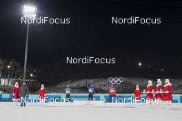 18.02.2018, Pyeongchang, Korea (KOR): Viktor Maigurov (RUS), IBU first vice president, Simon Schempp (GER), Martin Fourcade (FRA), Emil Hegle Svendsen (NOR), (l-r) - XXIII. Olympic Winter Games Pyeongchang 2018, biathlon, mass men, Pyeongchang (KOR). www.nordicfocus.com. © Manzoni/NordicFocus. Every downloaded picture is fee-liable.