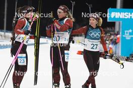 17.02.2018, Pyeongchang, Korea (KOR): Lena Haecki (SUI), Irene Cadurisch (SUI), Elisa Gasparin (SUI), (l-r) - XXIII. Olympic Winter Games Pyeongchang 2018, biathlon, mass women, Pyeongchang (KOR). www.nordicfocus.com. © Manzoni/NordicFocus. Every downloaded picture is fee-liable.