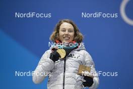 13.02.2018, Pyeongchang, Korea (KOR): Laura Dahlmeier (GER) - XXIII. Olympic Winter Games Pyeongchang 2018, biathlon, medals, Pyeongchang (KOR). www.nordicfocus.com. © Manzoni/NordicFocus. Every downloaded picture is fee-liable.
