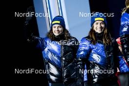 23.02.2018, Pyeongchang, Korea (KOR): Hanna Oeberg (SWE), Anna Magnusson (SWE), (l-r) - XXIII. Olympic Winter Games Pyeongchang 2018, biathlon, medals, Pyeongchang (KOR). www.nordicfocus.com. © Modica/NordicFocus. Every downloaded picture is fee-liable.
