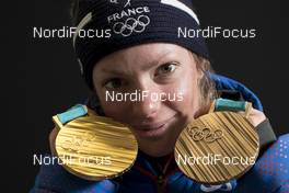 24.02.2018, Pyeongchang, Korea (KOR): Marie Dorin (FRA) - XXIII. Olympic Winter Games Pyeongchang 2018, biathlon, medals, Pyeongchang (KOR). www.nordicfocus.com. © Manzoni/NordicFocus. Every downloaded picture is fee-liable.