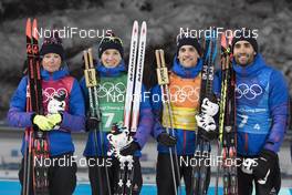 20.02.2018, Pyeongchang, Korea (KOR): Marie Dorin Habert (FRA), Anais Bescond (FRA), Simon Desthieux (FRA), Martin Fourcade (FRA), (l-r) - XXIII. Olympic Winter Games Pyeongchang 2018, biathlon, relay mixed, Pyeongchang (KOR). www.nordicfocus.com. © Manzoni/NordicFocus. Every downloaded picture is fee-liable.