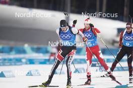 20.02.2018, Pyeongchang, Korea (KOR): Julian Eberhard (AUT), Christian Gow (CAN), (l-r) - XXIII. Olympic Winter Games Pyeongchang 2018, biathlon, relay mixed, Pyeongchang (KOR). www.nordicfocus.com. © Manzoni/NordicFocus. Every downloaded picture is fee-liable.