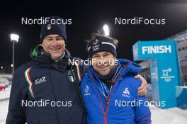20.02.2018, Pyeongchang, Korea (KOR): Patrick Favre (ITA) and his Brother Christian Favre (ITA), ski technician of Marie Dorin Habert (FRA) - XXIII. Olympic Winter Games Pyeongchang 2018, biathlon, relay mixed, Pyeongchang (KOR). www.nordicfocus.com. © Manzoni/NordicFocus. Every downloaded picture is fee-liable.