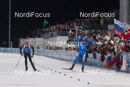 20.02.2018, Pyeongchang, Korea (KOR): Arnd Peiffer (GER), Dominik Windisch (ITA), (l-r) - XXIII. Olympic Winter Games Pyeongchang 2018, biathlon, relay mixed, Pyeongchang (KOR). www.nordicfocus.com. © Manzoni/NordicFocus. Every downloaded picture is fee-liable.