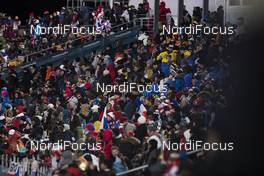 20.02.2018, Pyeongchang, Korea (KOR): Event Feature: Fans on the grandstand - XXIII. Olympic Winter Games Pyeongchang 2018, biathlon, relay mixed, Pyeongchang (KOR). www.nordicfocus.com. © Manzoni/NordicFocus. Every downloaded picture is fee-liable.