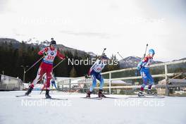 02.12.2018, Pokljuka, Slovenia (SLO): Rosanna Crawford (CAN), Elisa Gasparin (SUI), Irina Starykh (RUS), (l-r) - IBU world cup biathlon, relay mixed, Pokljuka (SLO). www.nordicfocus.com. © Manzoni/NordicFocus. Every downloaded picture is fee-liable.