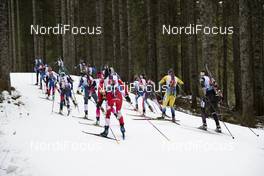 02.12.2018, Pokljuka, Slovenia (SLO): Event Feature: undefined athletes compete on the track - IBU world cup biathlon, relay mixed, Pokljuka (SLO). www.nordicfocus.com. © Manzoni/NordicFocus. Every downloaded picture is fee-liable.