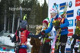 09.12.2018, Pokljuka, Slovenia (SLO): Clare Egan (USA), Dorothea Wierer (ITA), Kaisa Makarainen (FIN), (l-r) - IBU world cup biathlon, pursuit women, Pokljuka (SLO). www.nordicfocus.com. © Manzoni/NordicFocus. Every downloaded picture is fee-liable.