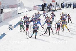 02.12.2018, Pokljuka, Slovenia (SLO): Federica Sanfilippo (ITA), Lisa Theresa Hauser (AUT), Anais Chevalier (FRA), Franziska Hildebrand (GER), Thekla Brun-Lie (NOR), Linn Persson (SWE), (l-r) - IBU World Cup Biathlon, single mixed relay, Pokljuka (SLO). www.nordicfocus.com. © Manzoni/NordicFocus. Every downloaded picture is fee-liable.