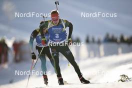15.12.2018, Hochfilzen, Austria (AUT): Benedikt Doll (GER), Martin Fourcade (FRA) - IBU world cup biathlon, pursuit men, Hochfilzen (AUT). www.nordicfocus.com. © Manzoni/NordicFocus. Every downloaded picture is fee-liable.